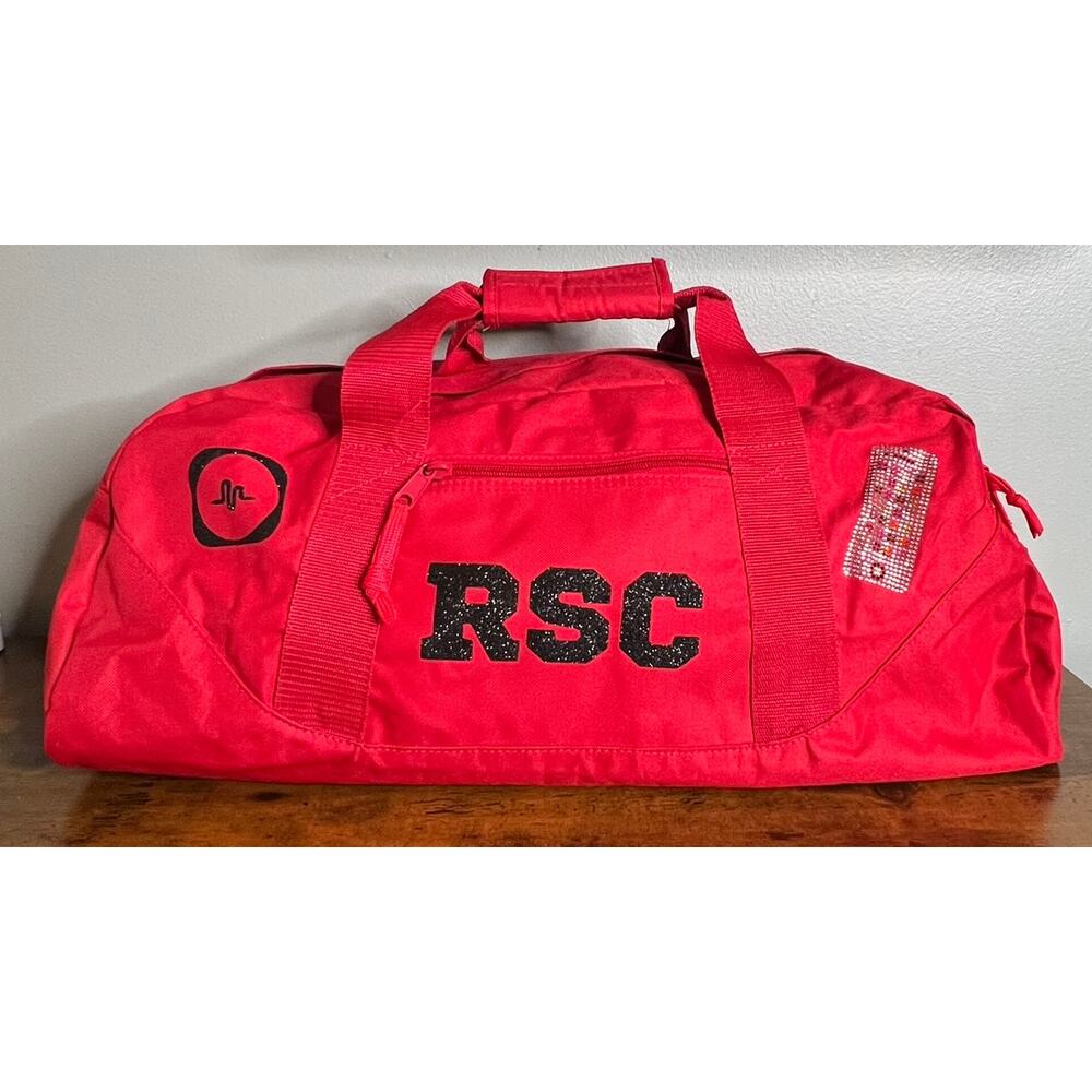 Large Red Duffel Overnight Travel Bag Zipper and Outside Pocket